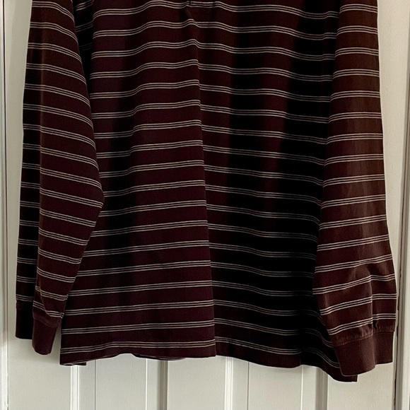 2XL Men’s St. John’s Bay Brown Striped Cotton Sueded Jersey - Picture 3 of 6